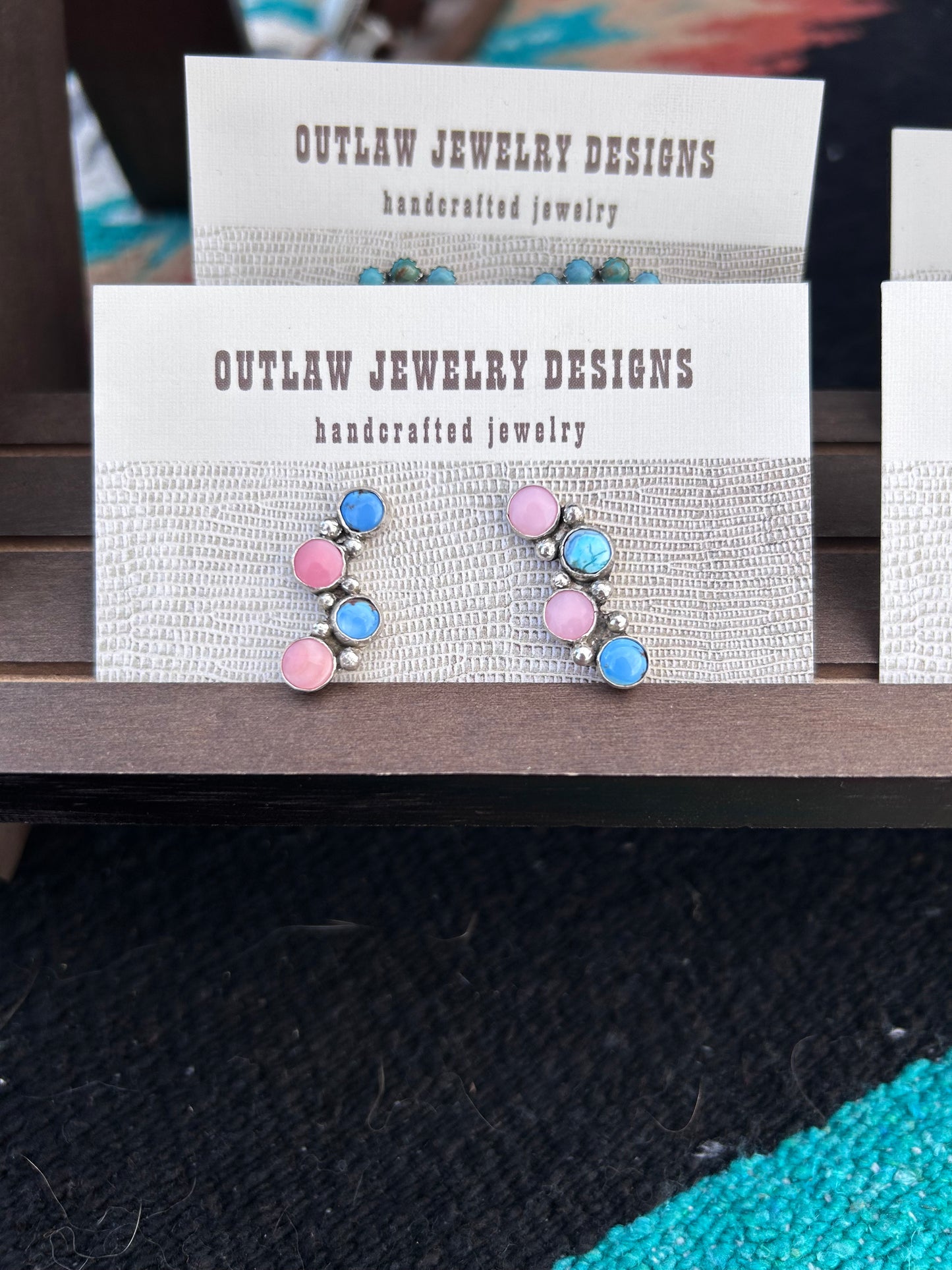 Pink Conch and Golden Hill Wiggle Earrings