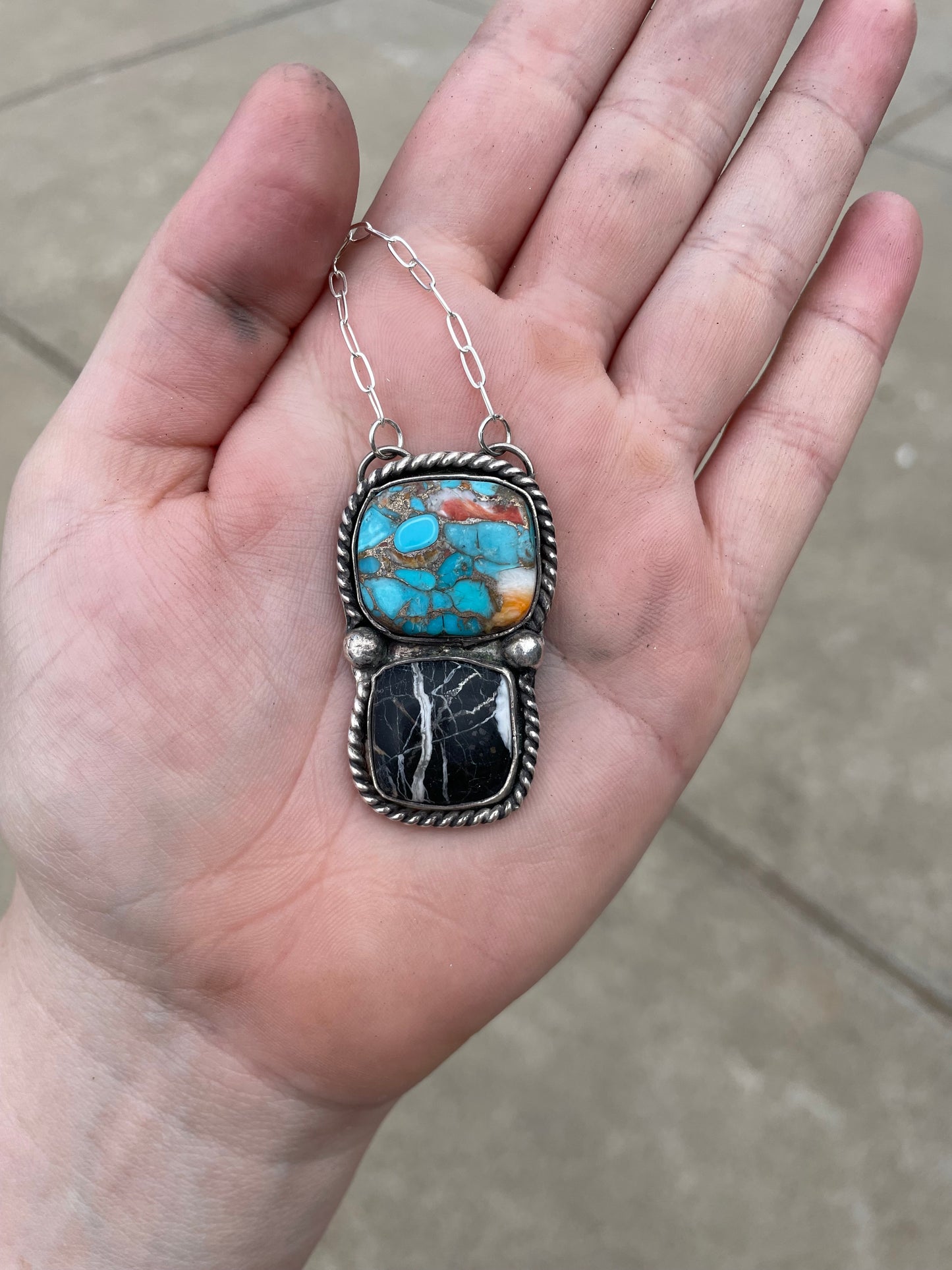 Orange Mojave and White Buffalo Necklace
