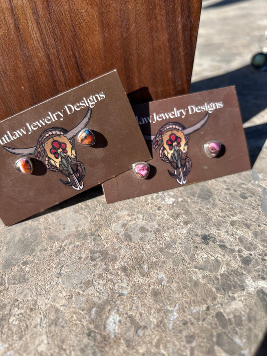 Pink Dahlia Studs