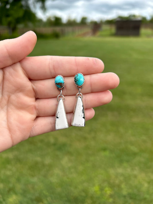 Turquoise Mountain and White Buffalo Earrings