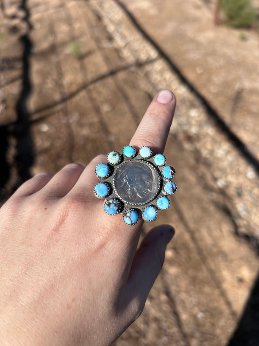 Golden Hill and Buffalo Nickel Ring