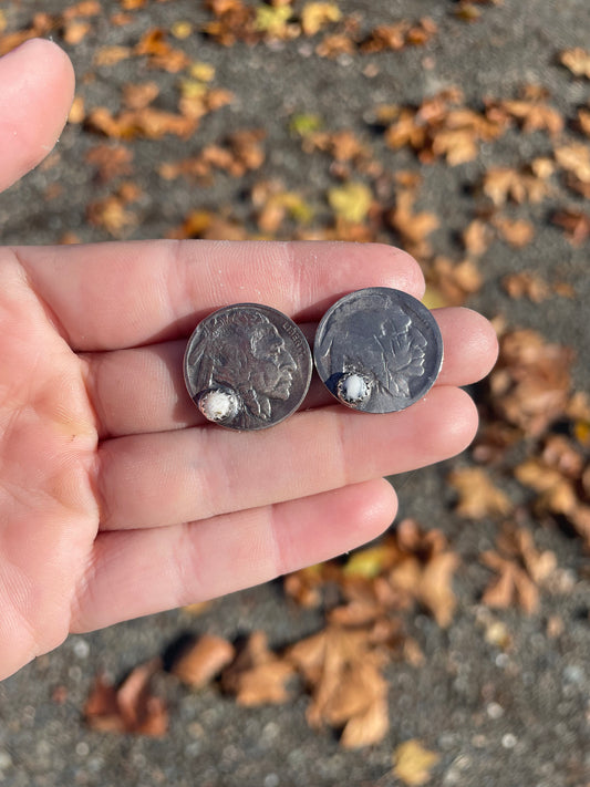 White Buffalo Nickel Studs